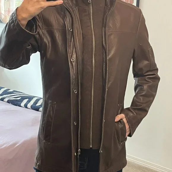 Danier Genuine Leather (Brown) Jacket (with detachable vest lining) *Vintage* - Picture 5 of 14